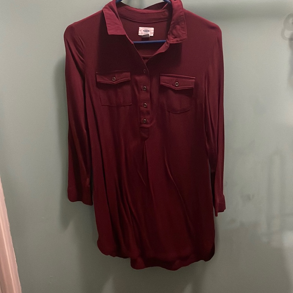 Burgundy Collared Dress